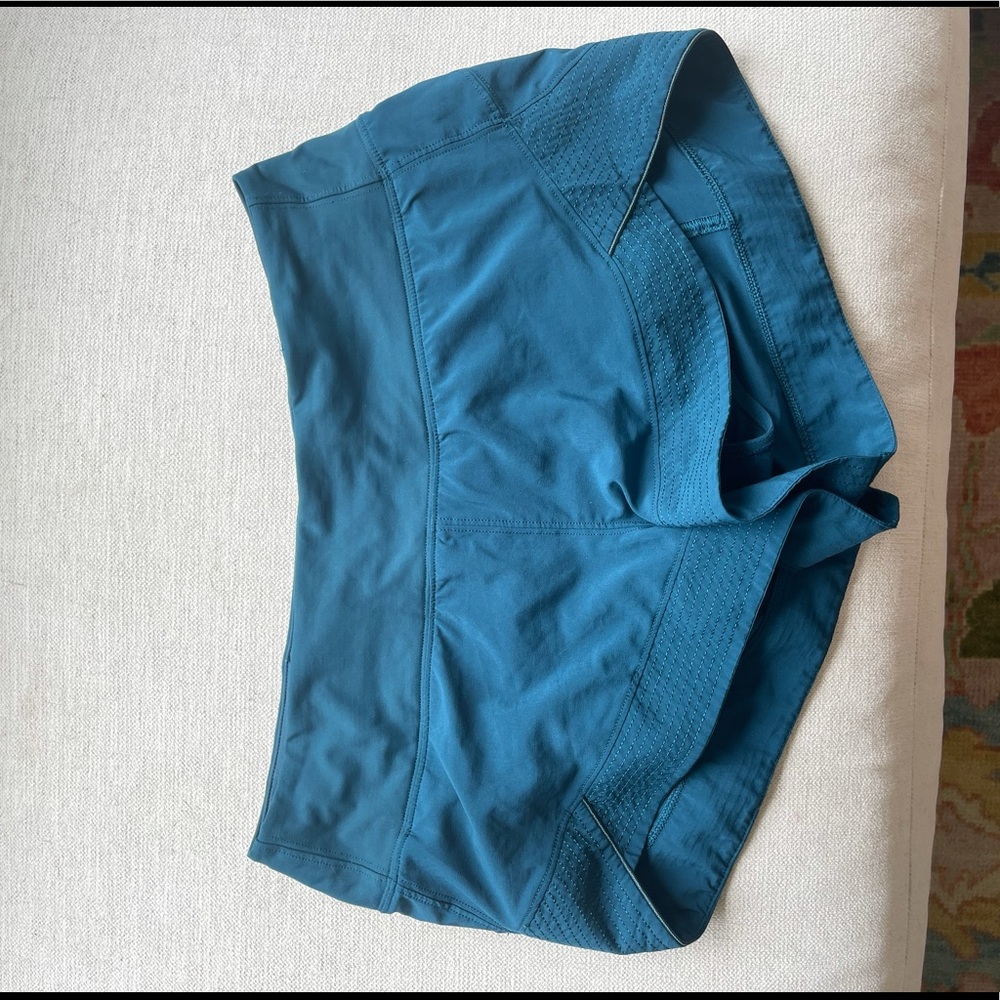 Lululemon teal running shorts that are six size.